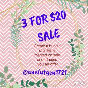 3 FOR $20 SALE - All items on sale marked in title